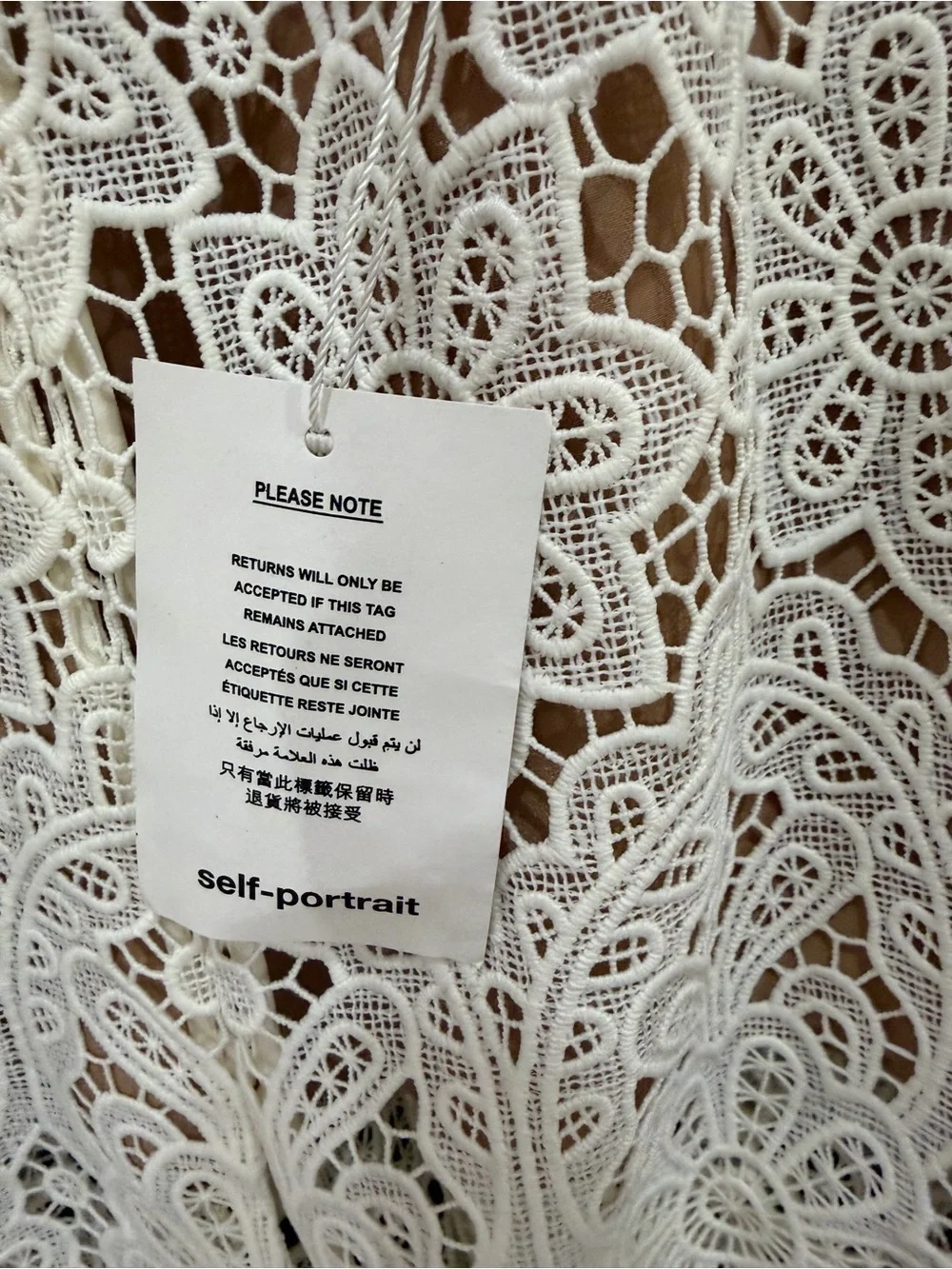 Self-Portrait Cream Floral Crochet Midi Dress - Picture 4 of 8